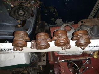 4 Vintage Antique Industrial Hamilton Cast Iron Double Wheel Swivel Casters