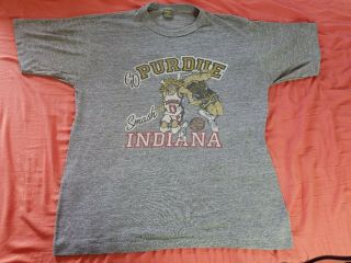 1970s Or 80s Vintage T - Shirt L Jerzees Russell Purdue Indiana University Iu Rare