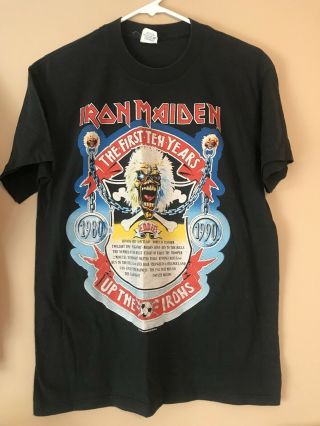 Vintage 1990 Iron Maiden Shirt First Ten Years Up The Irons Tag: Large.  Rare