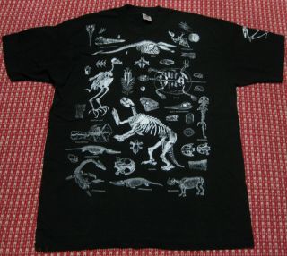 Vtg 90s Skulls Skeletons Museum Of Osteology Single Stitch Shirt All Over Print