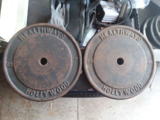 (2) 25lb Pound Vintage Rare Antique Hollywood Healthways Standard Weight Plates