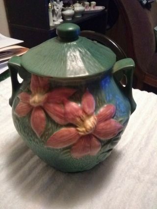 Vintage Roseville Pottery Clematis Cookie Jar 3 - 8
