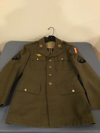 Vtg Mens 1940s Us Military Army Ww 2 Button Up Service Coat Jacket Sz 37l