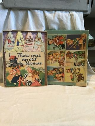 There Was An Old Woman Fold Out Pop Up Book With All Hankies.  Rare Book.