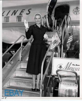 Grace Kelly Arrives At Airport Preproduction For The Swan Vintage Photo