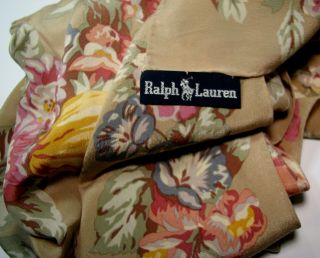 Ralph Lauren Vintage 100 Silk Scarf Delicate Floral Roses Signed 30 X 30