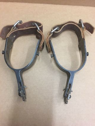 Vintage Clg Usa Spurs With Leather Spur Straps.  Made In Usa.