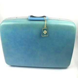 Vintage Samsonite Blue Suitcase 1960s Luggage Burlesque Case Valise Silhouette