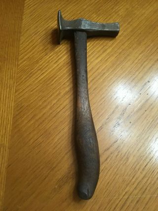Antique Vintage Autobody Hammer,  14 Oz.  Total Weight Hickory Handle Twisted Head