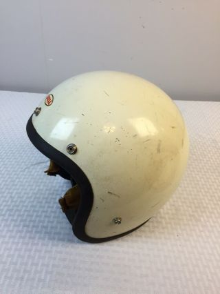 VINTAGE 70 ' S BELL RT WHITE MOTORCYCLE HELMET Toptex size 7 1/2 2