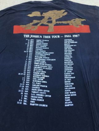 Vintage 1987 U2 Joshua Tree Tour Fall Tour Concert shirt sz XL 6