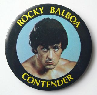 Vintage Rocky Balboa Contender Prop Pinback Button From Rocky Ii Stallone No Rsv