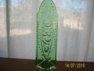 VINTAGE GREEN PERFUME CUT GLASS BOTTLE WITH ETCHED DAUBER.  CZECH 7
