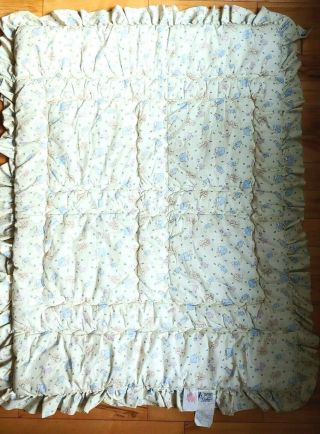 Vintage Quiltex Peter Rabbit Beatrix Potter Quilted Crib Comforter Baby Blanket 8