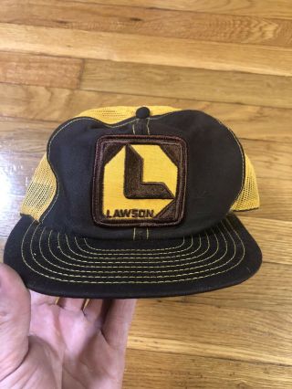 Vintage Lawson Snapbsck Trucker Hat Mesh Louisville Ky Usa Yellow