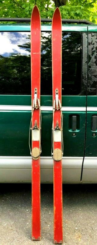 Vintage Wooden Skis 80 " Metal Cable Bindings