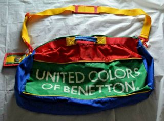 Vintage 80s 90s United Colors Of Benetton Color Block Duffle Luggage Gym Bag