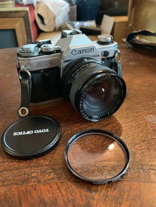 Canon Ae - 1 Program Body Vintage Film Camera Body W 28 Mm Lens