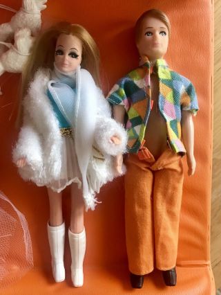 Vtg 1971 Topper Toys Dawn And Her Friends Doll Case Female Male Doll & Clothes 4