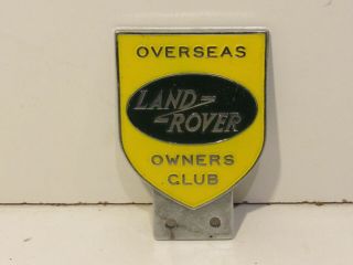 Vintage Overseas Land Rover Owners Club Emblem Badge Script Trim Nameplate Metal