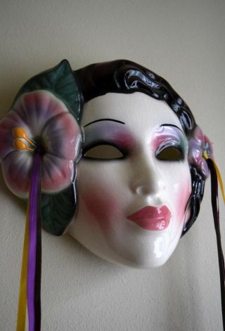 Vintage Ceramic Clay Art San Francisco Wall Face Mask Tropical,  Hawaiian