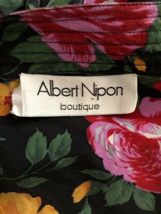 Vintage Albert Nipon 1940s Style Floral 100 Silk Floral Dress Size 6 4