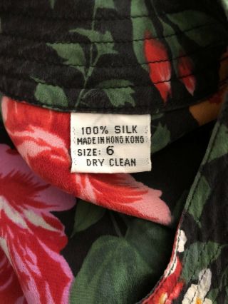 Vintage Albert Nipon 1940s Style Floral 100 Silk Floral Dress Size 6 5