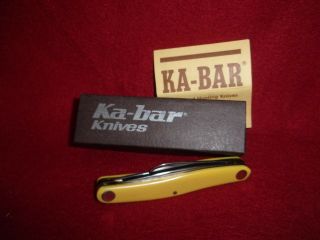 Vintage,  Nos,  Ka - Bar Birds Eye 1097,  Yellow Handles,  3 Blades,  Ka - Bar Box