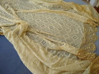 Antique Victorian 19thc.  Lace Shawl / Silk Maltese / Fine Shetland Knit Lace 3