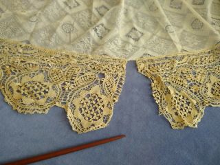 Antique Victorian 19thc.  Lace Shawl / Silk Maltese / Fine Shetland Knit Lace 6