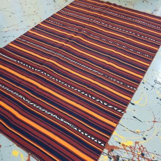 5×8ft Handwoven Vintage Kilim Rug Handmade Flatwoven Tribal Jajim Wool Carpet