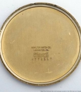 Vintage 17j Hamilton 917 Open Face 10s Gold Filled Running Pocket Watch X122637 4