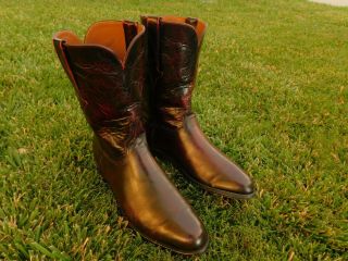 Vintage Lucchese Black Cherry Classic Roper Western Cowboy Boots 11D 3
