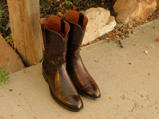 Vintage Lucchese Black Cherry Classic Roper Western Cowboy Boots 11D 8