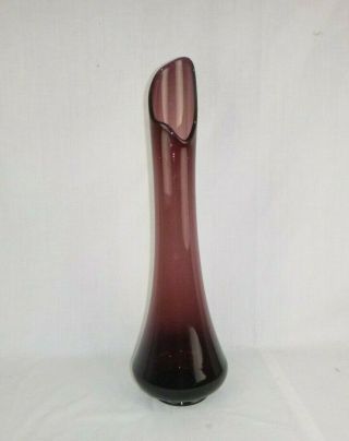 Vtg Mid Century Le Smith Large Amethyst Purple Swung Vase Simplicity Line 22 "