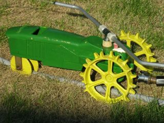 Vintage Nelson Cast Iron Tractor Lawn Sprinkler 4232 With All Cast Iron Wheels