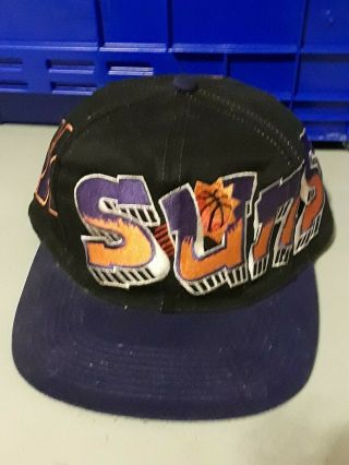 Vintage Phoenix Suns Wrap Around Graffiti Style Snapback Hat Twill Big Logo Nba