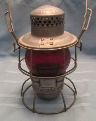 Vintage Adlake - Kero PENN CENTRAL Railroad Lantern w/ Red Globe 4