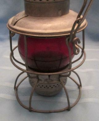 Vintage Adlake - Kero PENN CENTRAL Railroad Lantern w/ Red Globe 8