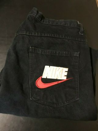 Rare Vintage Nike Swoosh Black Denim Jeans Size 36 Michael Jordan Air Basketball
