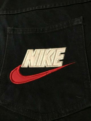 Rare Vintage Nike Swoosh Black Denim Jeans Size 36 Michael Jordan Air Basketball 2