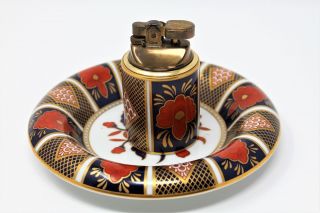 Vintage Mcm Fitz & Floyd Empress Pattern Lighter With Ashtray/bowl
