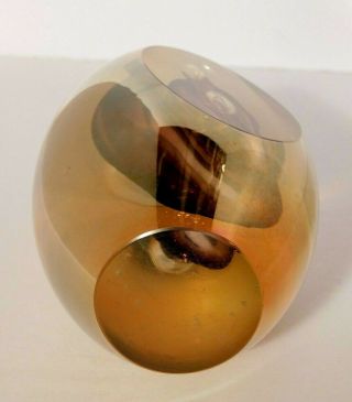 Vtg Eickholt Gold Abstract Egg Shaped Art Glass Paperweight Bubbles Signed 1992 6