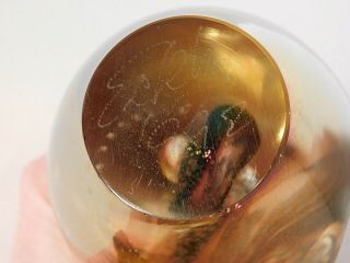 Vtg Eickholt Gold Abstract Egg Shaped Art Glass Paperweight Bubbles Signed 1992 7