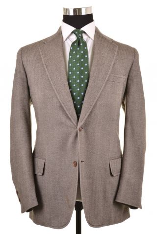 Vtg Custom Trad Chipp Gray Herringbone Wool Tweed Sport Coat Jacket Blazer 42
