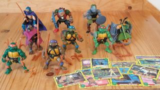Vintage 1988 Tmnt Ninja Turtles 8 Action Figures Plus Weapons/turtlecycle/cards