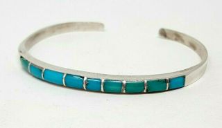 Vintage Sterling Silver Turquoise Navajo Cuff Bracelet