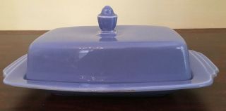 Vintage Riviera Mauve Blue Butter Dish With Lid Homer Laughlin China