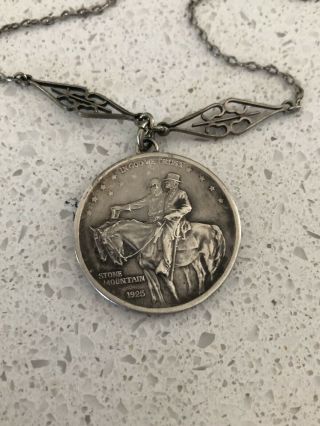 Vintage 1925 Stone Mountain Half Dollar Commemorative Silver Coin Pendant