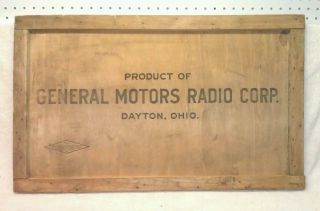 Vintage Gm General Motors Radio Sign Crate Lid Wall Hanging Great Man Cave Decor